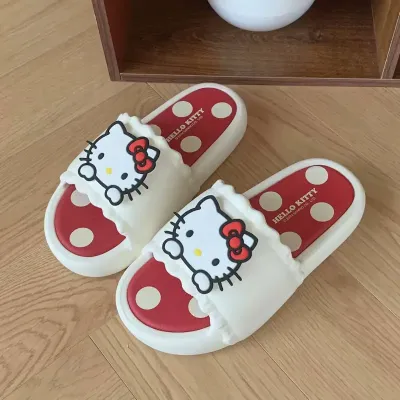 CREAM WHITE HELLO KITTY SAKURA PINK HELLO KITTY SLIPPERS